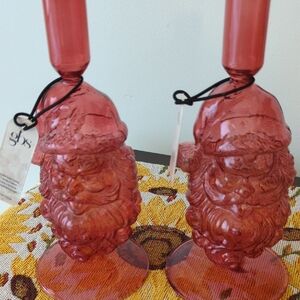 New Red Glass Taper Candle Holder